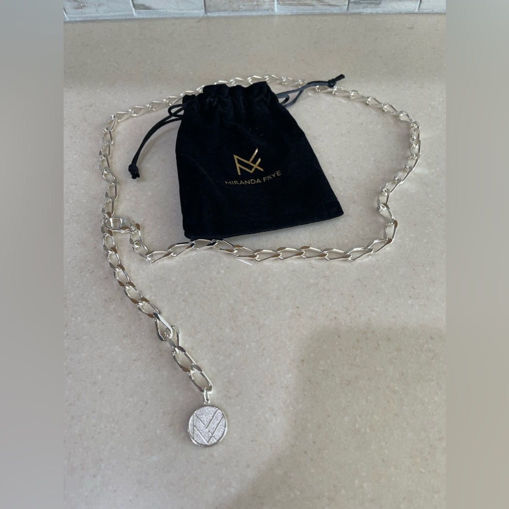 NWOT MIRANDA FRYE SILVER SLOAN CHAIN BELT